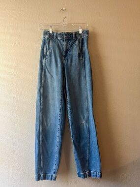 Madewell Tapered Denim Barrel Leg Trousers Medium Blue Wash 25